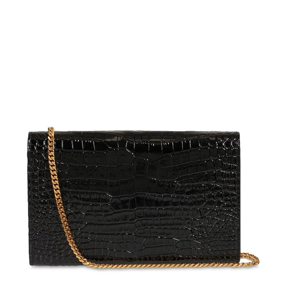 New! Authentic Saint Laurent YSL Uptown Croc-Effect Patent-Leather Bag - Picture 9 of 17